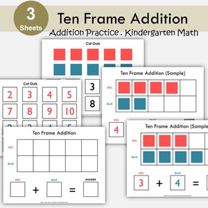 Toevoegingsactiviteitenmat, extra blad voor kleuterschool, cijfers 1-10, toevoegingsfeiten, tien lijst afdrukbaar, peuter, montessori, thuisonderwijs