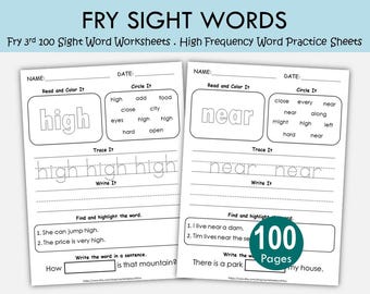 Fry Third 100 Sight Words Worksheets | Printable Literacy Activities