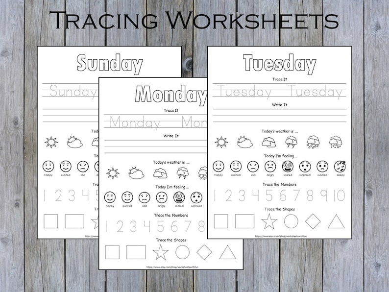 Days of the Week Worksheet Printable Kindergarten Curriculum - Etsy