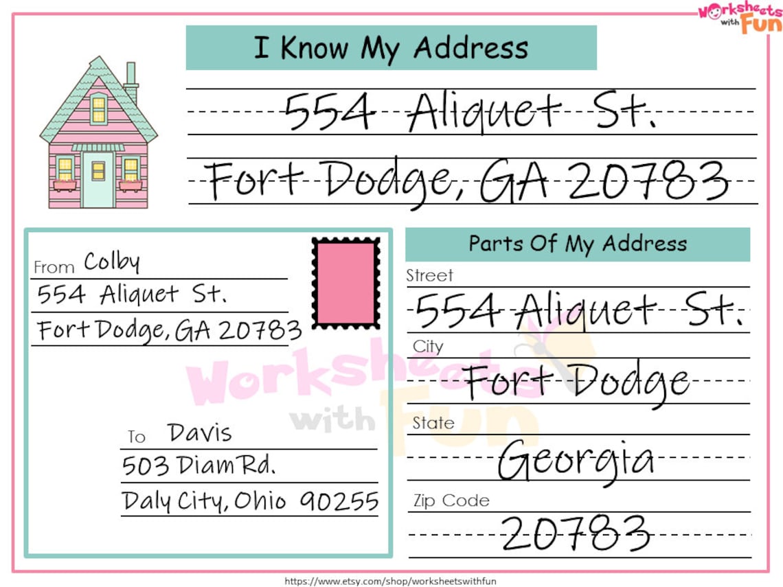 address-kids-activity-address-practice-worksheet-i-know-my-etsy