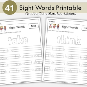 41 Printable Sight Words, Kindergarten Dolch Sight Word Worksheets, Preschool Activity Pages, 1st Grade Handwriting and Spelling Activities