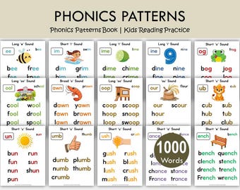 Phonics for Kids, Kindergarten Phonics Book Printables, Reading Practice, Early Reader Phonics