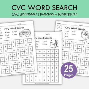 CVC Wortsuchlauf Arbeitsblätter | Phonics Printables für Vorschule & Kindergarten | Kurze Vokal-Leseübung Bild 1
