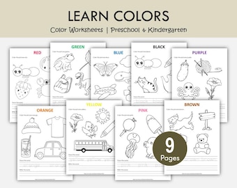 Color Worksheets Printable, Color Word Tracing Worksheets, Learn Colors Preschool, Color Recognition Activities, Kindergarten Coloring PDF