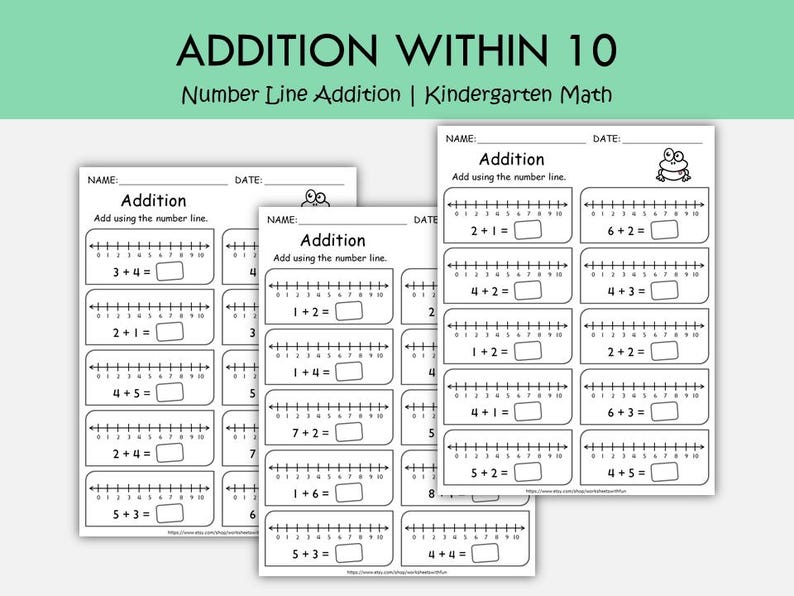 Number Line Addition Worksheets Within 10 Printable | Preschool ...