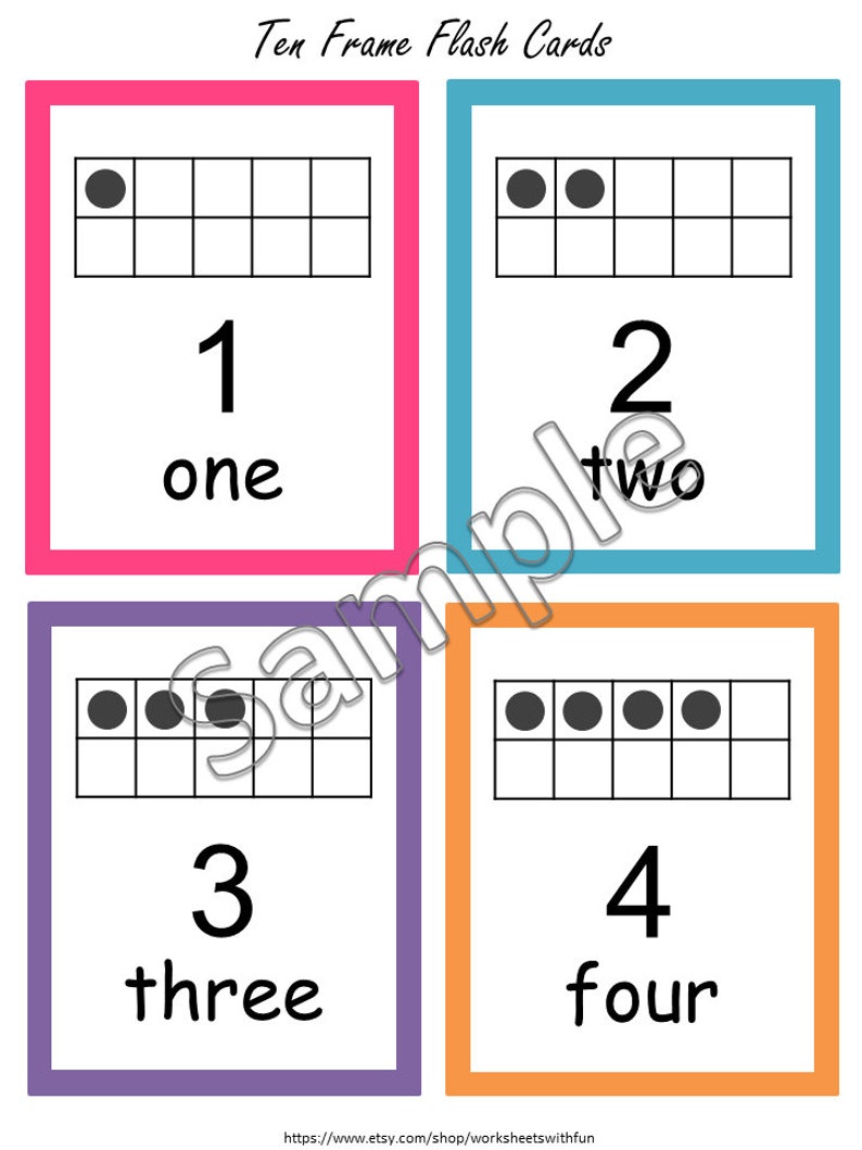Ten Frame Flashcards 1-20 Printable, Number Recognition Cards ...