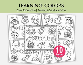 Preschool Color of the Week, Learn Colors Worksheets, Preschool Coloring Activity, Toddler Coloring Pages, Color Recognition Printable