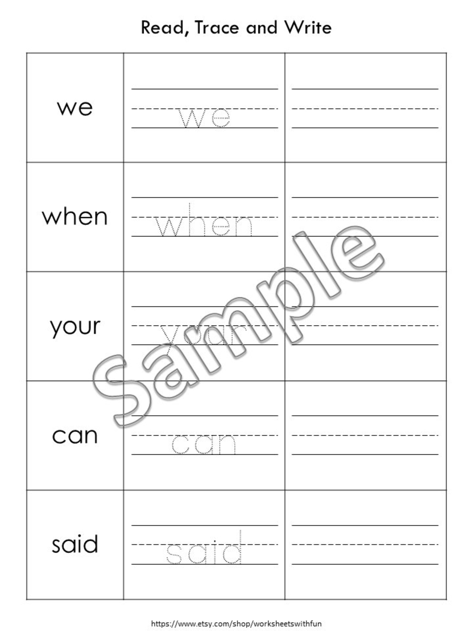 Fry First 100 Sight Words Worksheets Bundle | Read Trace Write ...