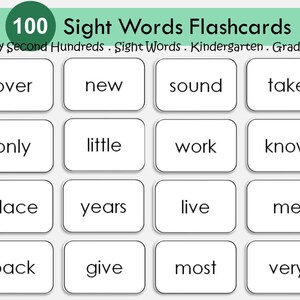 100 cartes-éclaircies imprimables de Fry's Second Hundred, mots-clés à vue, maternelle-1re année, cartes-éclairs-mots haute fréquence imprimables