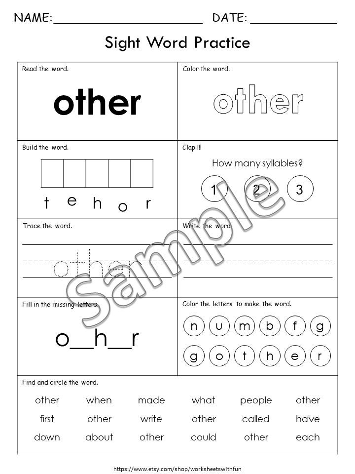 100 Printable Sight Words Worksheets for Kids | Fry First Hundred Sight ...