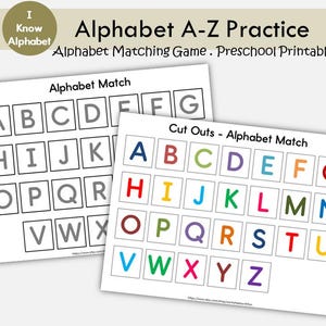 Juego de emparejamiento de letras imprimible / Actividad de emparejamiento de letras mayúsculas para preescolar y jardín de infantes / Centro de alfabetización práctica / Letras del alfabeto