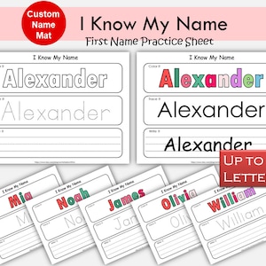 Name Tracing Sheet, Name Tracers, Name Tracing Worksheet Printable, Custom Name Spelling Activity, Name Practice Page, Preschool, Montessori
