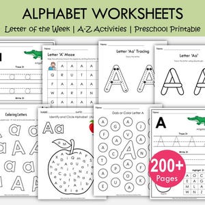 Letter of the Week Worksheets Printable, Alphabet Busy Book, Learning Binder, Preschool Curriculum, Toddler Tracing Activities, Kindergarten