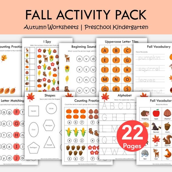 Fall Worksheets Prek - Etsy