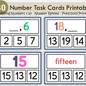 Cartes flash de nombres, cartes flash de comptage pour enfants d'âge préscolaire, 4 types de cartes de tâches numériques, comptes et agrafes, cartes de nombres 1-20, cartes flash Montessori