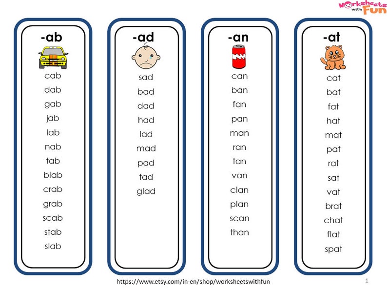 Printable Cvc Word List For Kindergarten