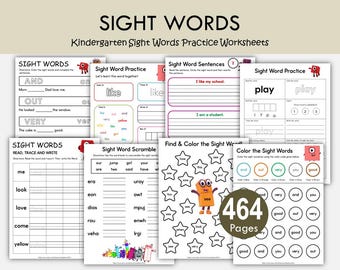 Kindergarten Sight Words Worksheets, Sight Word Practice, Printable Reading Activities, Literacy Centers, Homeschool