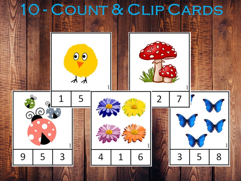 count and clip cards 1 10 printable flashcards toddler etsy