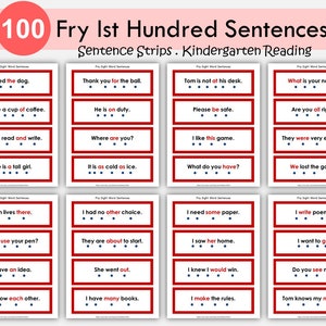 Fry Sight Words Sentence Strips: Kindergarten Reading (PDF Pattern)