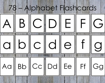 Alphabet Cards Printable for Preschool, Uppercase and Lowercase Black and White Letters Flash Cards, Kids, Toddlers Flashcards, Montessori