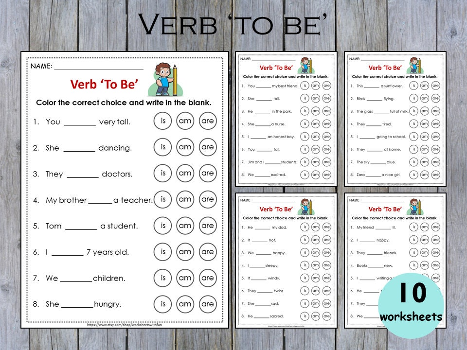 Verb to Be is Am Are Worksheets Being Verb Printable - Etsy