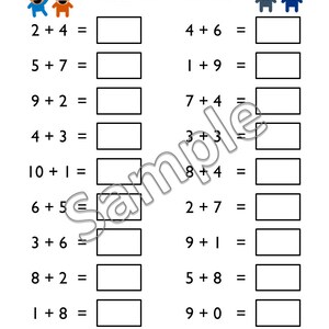 Hojas de trabajo imprimibles de suma y resta para niños / Números hasta ...