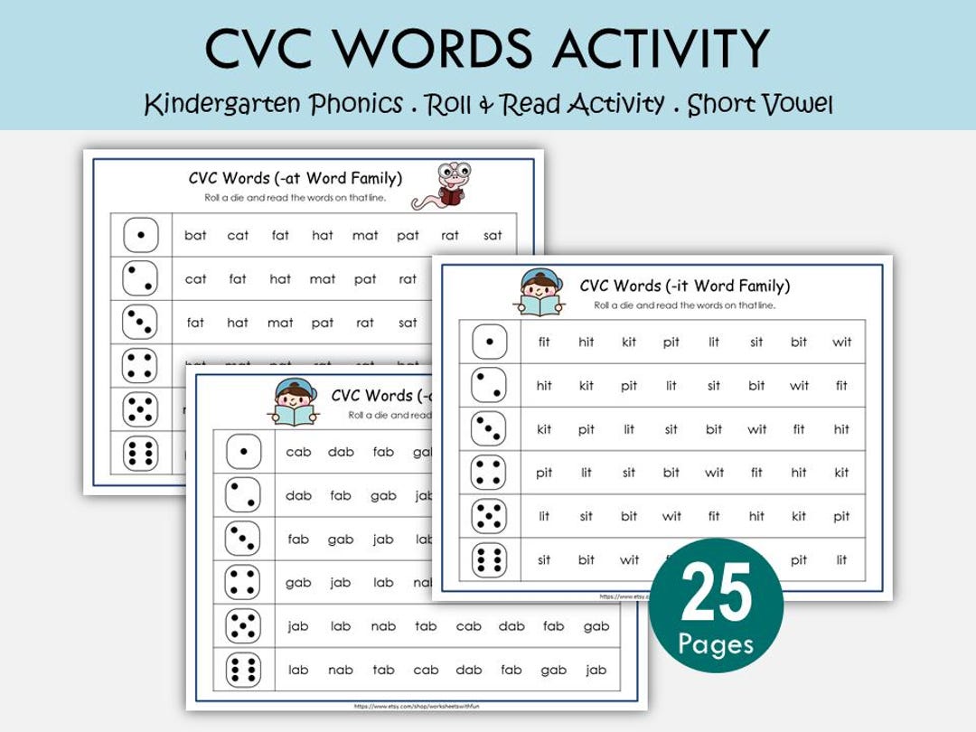 CVC Words Roll & Read Game | Phonics Activity (digital Download) - Etsy