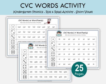 CVC Words Roll & Read Game | Phonics Activity (Digital Download)