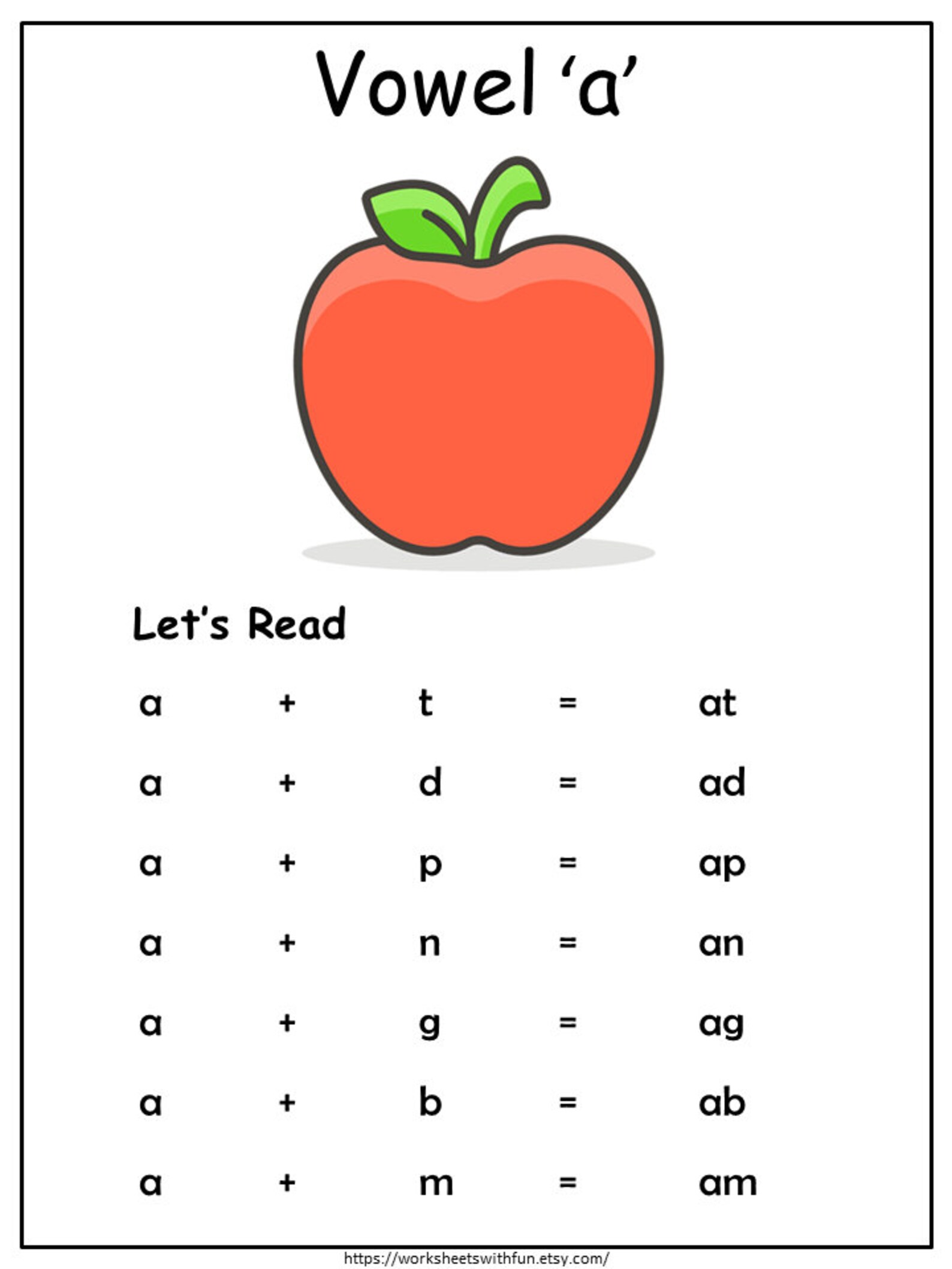 Cvc words worksheets printable learn to read phonics etsy