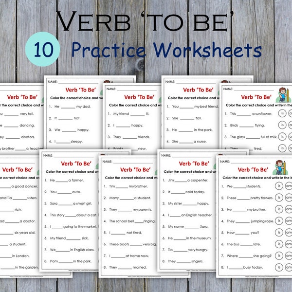 Verb To Be (is, am, are) Worksheets, Being Verb Printable, Kindergarten, Grade 1, Curriculum, Subject Verb Agreement, Grammar, Homeschool