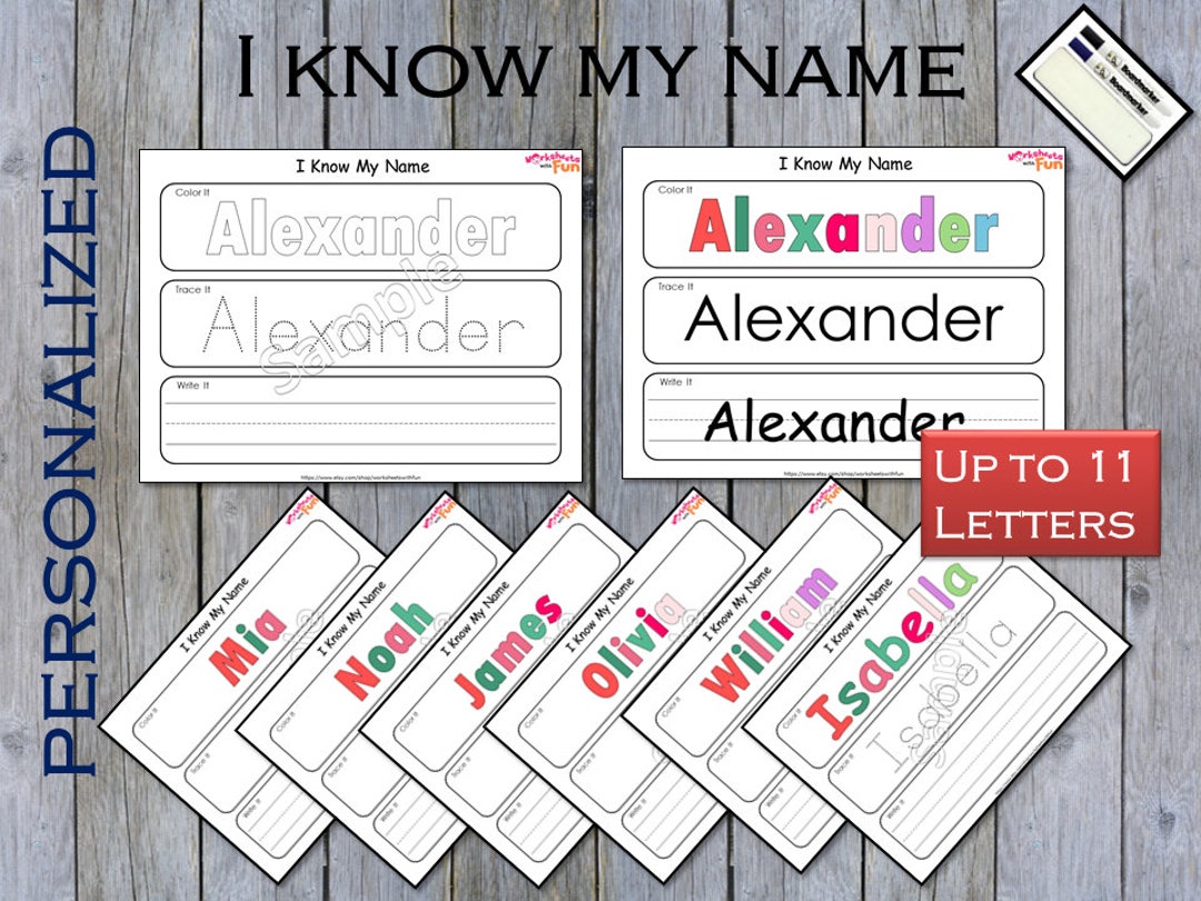Dry Erase Name Mats, Name Tracing Worksheet Printable, Custom Name