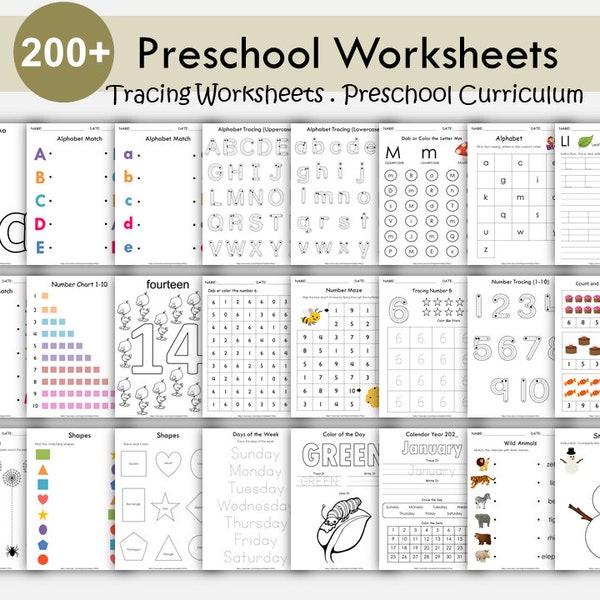 Preschool Worksheets - Etsy