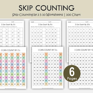 Skip Counting by 2, 5, 10 Worksheets | 100 Chart Printable Math Activities | Kindergarten 1st 2nd Grade Multiplication Patterns PDF