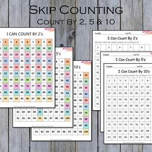 skip counting numbers by 2s 5s and 10s charts and practice etsy denmark