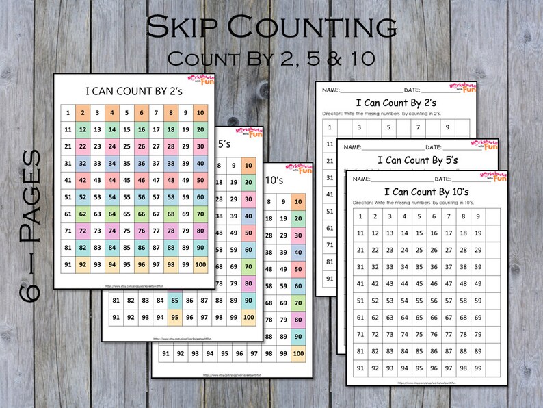 skip counting numbers by 2s 5s and 10s charts and practice etsy ireland