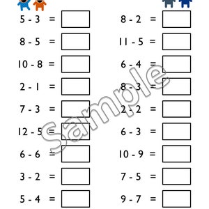 Addition and Subtraction Facts Worksheets Printable for Kids | Numbers upto 10 | Kindergarten Math Practice | 1st Grade Math Review Packet image 4