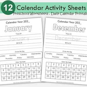 Calendar Worksheets Pages for Preschool, Kindergarten, Daily Calendar, Month Day Date, Weather Practice, Homeschool Activities