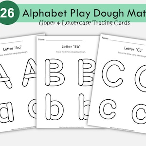 Tapetes para trazar el alfabeto con plastilina, imprimibles para trazar letras con plastilina, traza el alfabeto con plastilina, formación sensorial de letras, PDF