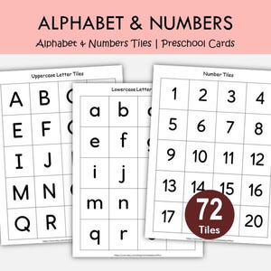 Fichas imprimibles de letras y números / Tarjetas didácticas de letras y números de la A a la Z del 1 al 20 / Tarjetas de aprendizaje para preescolar y jardín de infantes