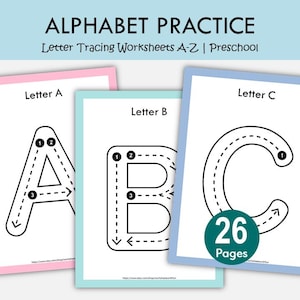 Uppercase Alphabet Tracing Worksheets A-Z | Capital Letter Handwriting Practice for Preschool, Pre-K & Kindergarten Printable