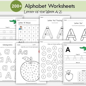 Letter of the Week Worksheets Printable, Alphabet Busy Book, Learning Binder, Preschool Curriculum, Toddler Tracing Activities, Kindergarten