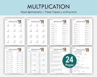 Multiplication Worksheets PDF, Times Tables 1-10 Practice, Math Fact Fluency Worksheets, Math Activities, Printable Multiplication Pack