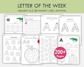 Letter of the Week Worksheets Printable, Alphabet Busy Book, Learning Binder, Preschool Curriculum, Toddler Tracing Activities, Kindergarten
