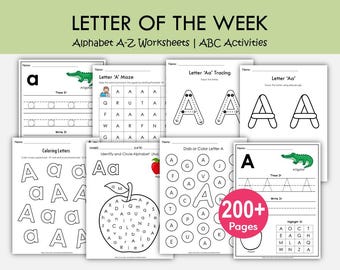 Letter of the Week Worksheets Printable, Alphabet Busy Book, Learning Binder, Preschool Curriculum, Toddler Tracing Activities, Kindergarten