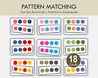 Pattern Matching Cards Printable | Preschool & Kindergarten Task Box Activity | Special Education