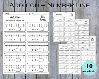 Addition Worksheets, Number Line Addition for First Grade, Adding, Kindergarten Addition Facts Printable, Toddler Mathematics, Numbers 1-10