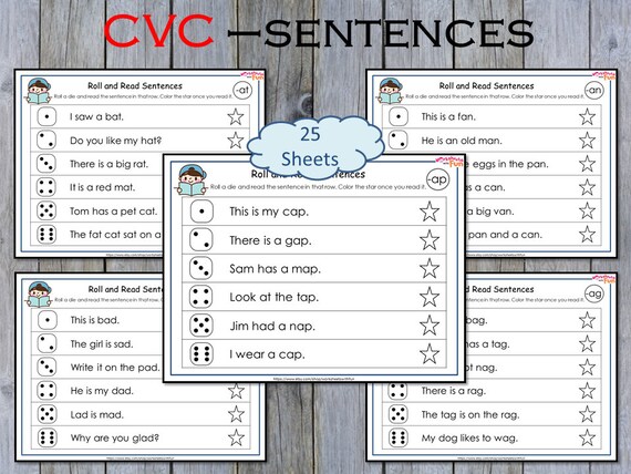 cvc words worksheets cvc sentences for kindergarten toddlers etsy india