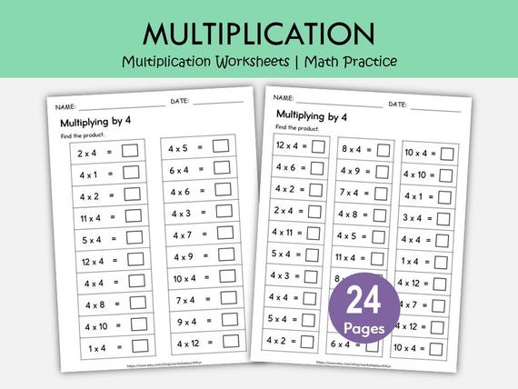 24 Printable Multiplication Worksheets | Single Digit Multiplication (Numbers 1–12) | Maths Drills | Multiplication Facts | Grade 2-4