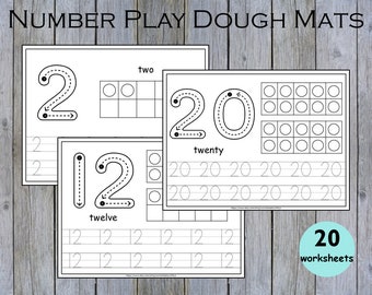 Number 1-20 Tracing Worksheets for Preschool, Kindergarten Math Workbook, Number of the Day, Number Formation, Handwriting Practice