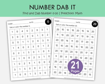 Number Find and Dab Worksheets 0-20 Printable | Preschool Number Recognition Activity